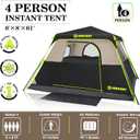 4 Person Instant Tent, Waterproof Pop Up Tents for Camping with Rainfly, 60 Seconds Easy Setup, Automatic Cabin Tent for Family Camping with Expandable Carry Bag & Upgraded Ventilation