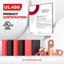 AIRIC UL Listed 1/0 AWG - 3/8" Battery Cable Lugs, Heat Shrink Ring Terminals End, Copper Cable Ends, Wiring Connector Terminal, Electrical Crimp Connectors, Wire Lug for 1/0 Gauge Wires, 4 PCS