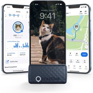 Tractive Smart Cat GPS Tracker | Real-Time Location & Wellness Monitoring for Cats 6.5 lbs+ | Territory & Location History | Up to 5-Day Battery | Breakaway Collar Included (Dark Blue)