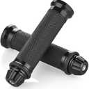 Motorcycle Handlebar Grips with Bar End Cap, Racing CNC Aluminum Soft Rubber Universal for 7/8"(22mm) Handle Bar (Black)