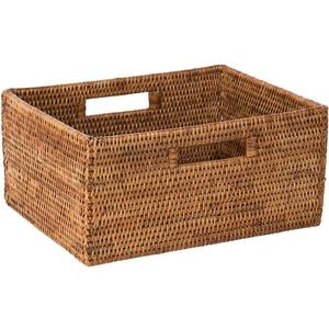 KOUBOO La Jolla Rattan Shelf Handles, Medium, Honey-Brown Storage Basket,
