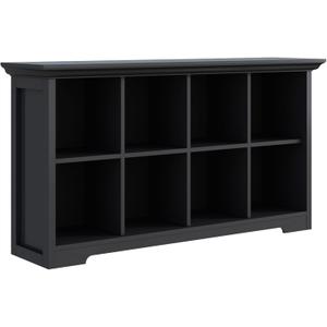 OSCHF Cube Shelf Bookcase with Base - Wooden 2 Tiers Floor Standing Low Storage Cabinet for Home and Office, 8-Cube Lattice Bookshelf, Black