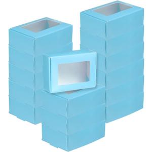 uxcell 30Pcs Kraft Soap Boxes, 3.3" x 2.4" x 1.2" Mini Kraft Treat Box with Clear Window for Candy Cookie Gift Party Favor Treats Packaging (Blue)
