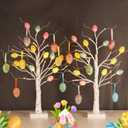2 Pack Easter Birch Tree with Light, USB or Batteries Operated with Timer, Artificial Tree Light 24 inch with 36 Eggs Indoor Hanging Ornaments for Easter Party Decoration