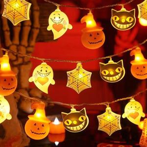 Halloween Decorations Light 19Ft 40LED Pumpkin String Lights Ghost 2 Model Battery Operated Halloween Decor Pumpkin LED Lights Halloween Decorations for Home Indoor Outdoor (Type-D)