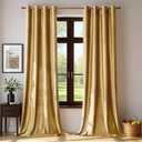 BULBUL Velvet Gold Curtains 84 inch Length- Living Room Blackout Thermal Window Drapes Darkening Decor Grommet Curtains for Bedroom Set of 2 Panels