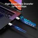 240W Thunderbolt 4 Cablle 6ft USB C Thunderbolt 4 Cable Monitor Cable Supports 40Gbps Data Transfer and Single 8K/Dual 4K Video Compatible with Thunderbolt 4/3 Monitor, Hub, Docking Stations-Silver