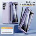 VEGO for Samsung Galaxy Z Fold 5 Case, with S Pen Holder [Hinge Protection][Built-in Screen Protector & Invisible Kickstand] Full Body Shockproof Anti-Slip Rugged Phone Cover for Z Fold 5 -Purple