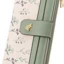 GAEKEAO Womens Wallet Slim Thin RFID Blocking Floral Vegan Leather Card Holder Bifold Long Ladies Wallet with Zipper Pocket