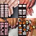 3 x 16 Sheets Halloween Nail Wraps Nail Art Stickers Decals Self-Adhesive Nail Decorations with Little Ghost Bats Pumpkin Spider Designs Acrylic Supplies for Women DIY Art Decoration (Halloween Style 3)