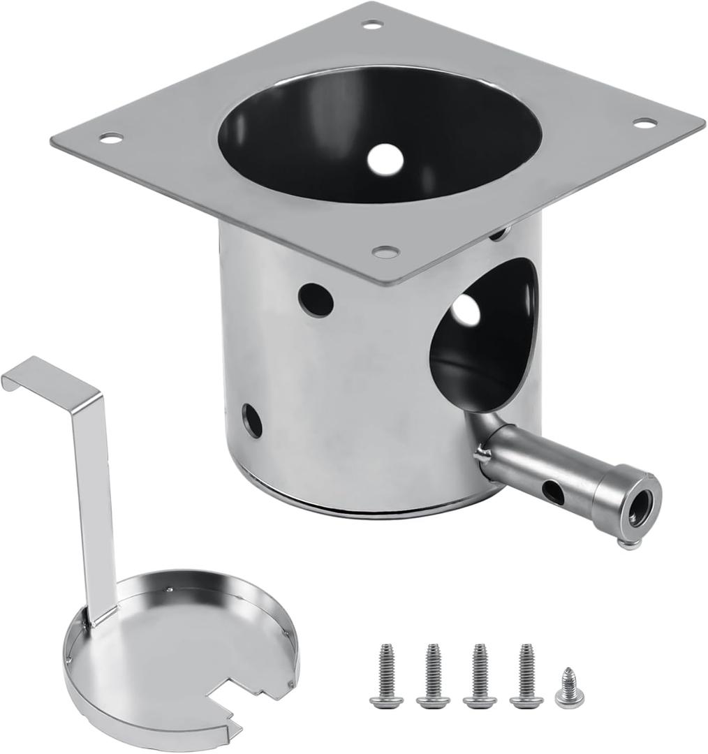 304 Stainless Steel Fire Burn Pot Kit for Pit Boss, Traeger and Camp Chef Pellet Grills, Upgraded Heavy Duty Pellet Grills Fire Box FirePot Burner Replacement Parts with Ash Remover and Screws