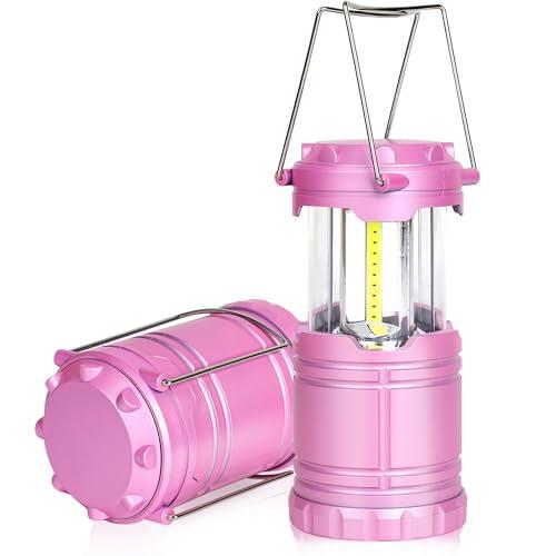 SEAMAGIC 2-Pack LED Pink Camping Lanterns, Portable Camping Lights, Outdoor Handled Lamps, Essential Emergency Lights for Power Outages, Hiking, Hurricane