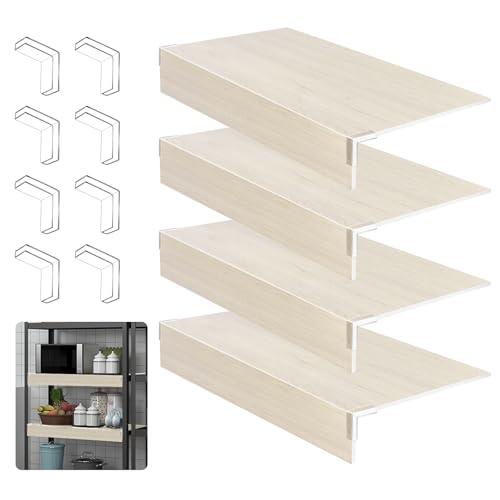 EYAYEN 4 Pcs Wire Shelf Cover，Wire Rack Covers for Shelves, PVC Wood-Look Shelf Liners with Corner Guards for Pantry, Store, Kitchen, Removablet Shelves, Home Organization (24 x 12 Inch, Light Wood)