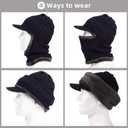 Syhood Knitted Balaclava Beanie Hat Winter Neck Warmer Ski Face Cover Neck Gaiter (Navy Blue, Brown)