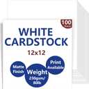 100 Sheets White Cardstock 12 x 12 80lb | Heavyweight White Card Stock Printer Paper | Ideal for Business Cards, Art Projects, Invitations and Printing