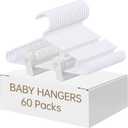 Nursery Baby Hangers with Clips, 20 Newborn Kids Plastic Clothes Hangers for Toddler Pants with 40 Clips for Children's Clothes Packs (White, 60 Packs)