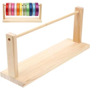 jojofuny Wooden Ribbon Organizer Rack Storage Holder - Large Capacity Craft Rack for Spools, Washi Tape, and Bow Making Supplies for Craft Room Organization