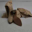 Ermonn Womens Faux Suede Knee High Side Zipper Chunky Heel Stretch Winter Boots (9, Beige)