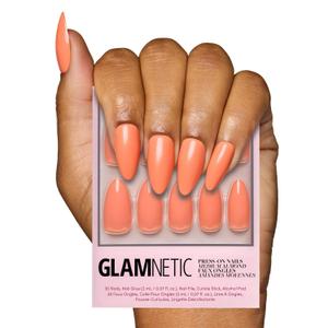Glamnetic Press On Nails - Soft Tangerine | Medium Almond Orange Fake Nails with Glossy Finish, Salon Quality | 15 Sizes - 30 Nail Kit with Glue