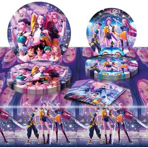 Demon Hunters Birthday Decorations, 20 Plates, 20 Napkins and 1 Tablecover for Boys Girls Kpop Party Supplies