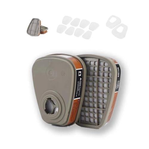 Pack of 2, 6001 Filter Cartridges Replacement for Gas Respirator,Dust-Proof, Organic Vapor, 2pcs Filter Cartridges + 2pcs Filter Covers+8pcs Filter Cottons, Apply to 6100/6200/7501/7502/6502/6800… Pack of 2, 6001 Filter Cartridges Replacement for Gas Respirator,Dust-Proof, Organic Vapor, 2pcs Filter Cartridges + 2pcs Filter Covers+8pcs Filter Cottons, Apply to 6100/6200/7501/7502/6502/6800…