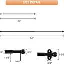 Cafe Curtain Rod 30-54 Inch, 1/2" Diameter, Door Curtain Rod, Black