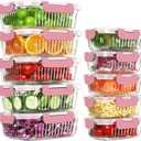 10 Packs Glass Meal Prep Containers with Lids, Glass Food Storage Containers Set, Airtight Lunch Containers, Microwave, Oven, Freezer and Dishwasher Safe, Pink