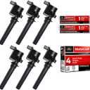 MAS Set of 6 Ignition Coil DG500 & 6 Motorcraft Platinum Spark Plugs AGSF32PM SP493 Compatible with Ford Mzda Tribute Mercury 3.0 V6 DG513 C1458 FD502 C1387 FD495