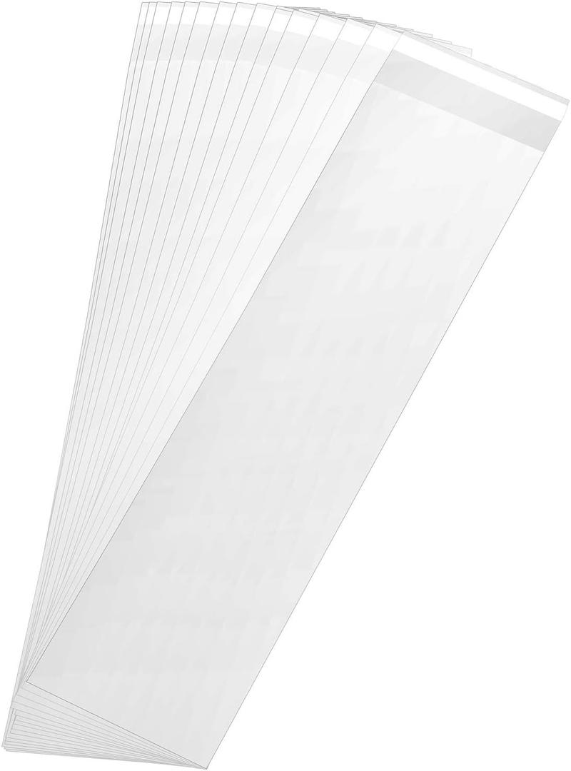 Nobranded 100 pcs Clear 3" x 11" Long Self Seal Cello Cellophane Bags Resealable Poly Bags 2.8 mils for Bakery Cookies Candles Christmas Halloween Party Decorative Pretzel Sticks