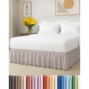 Bedskirt Queen Size Ruffle - 15 inch Drop Dust Ruffle Bed Skirt with Platform - Soft, Easy Fit, Premium Hotel Quality - Wrinkle, Fade & Shrink Resistant - for Women, Men, Kids and Teens - Light Grey