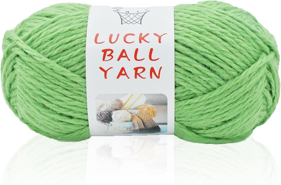 2 x 50% Wool Yarn for Crocheting and Knitting,131yds/120m Crochet Yarn for Beginners, Suitable for Sweater,Scarf,Hat(Apple Green)