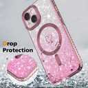 for iPhone 15 Plus case, Compatible with MagSafe, Luxury Plating Heart Pattern Design, Full Camera Lens Protector Soft TPU Protective Phone Case for Women Girls 6.7" (Pink)