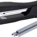 Bostitch Office Eco-Friendly Dynamo 4 in 1 Standup Stapler, Includes 420 Staples, 20 Sheet Capacity, Integrated Pencil Sharpener, Staple Remover & Staple Storage, Black (Midnight)