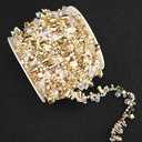 Crystal Bead Garland for Christmas Tree Decorations, 16ft Christmas Garland Clear Iridescent & Gold Bead Garland Twist Bead String for Christmas Wedding Party Decor (Gold & Iridescent Twisted)