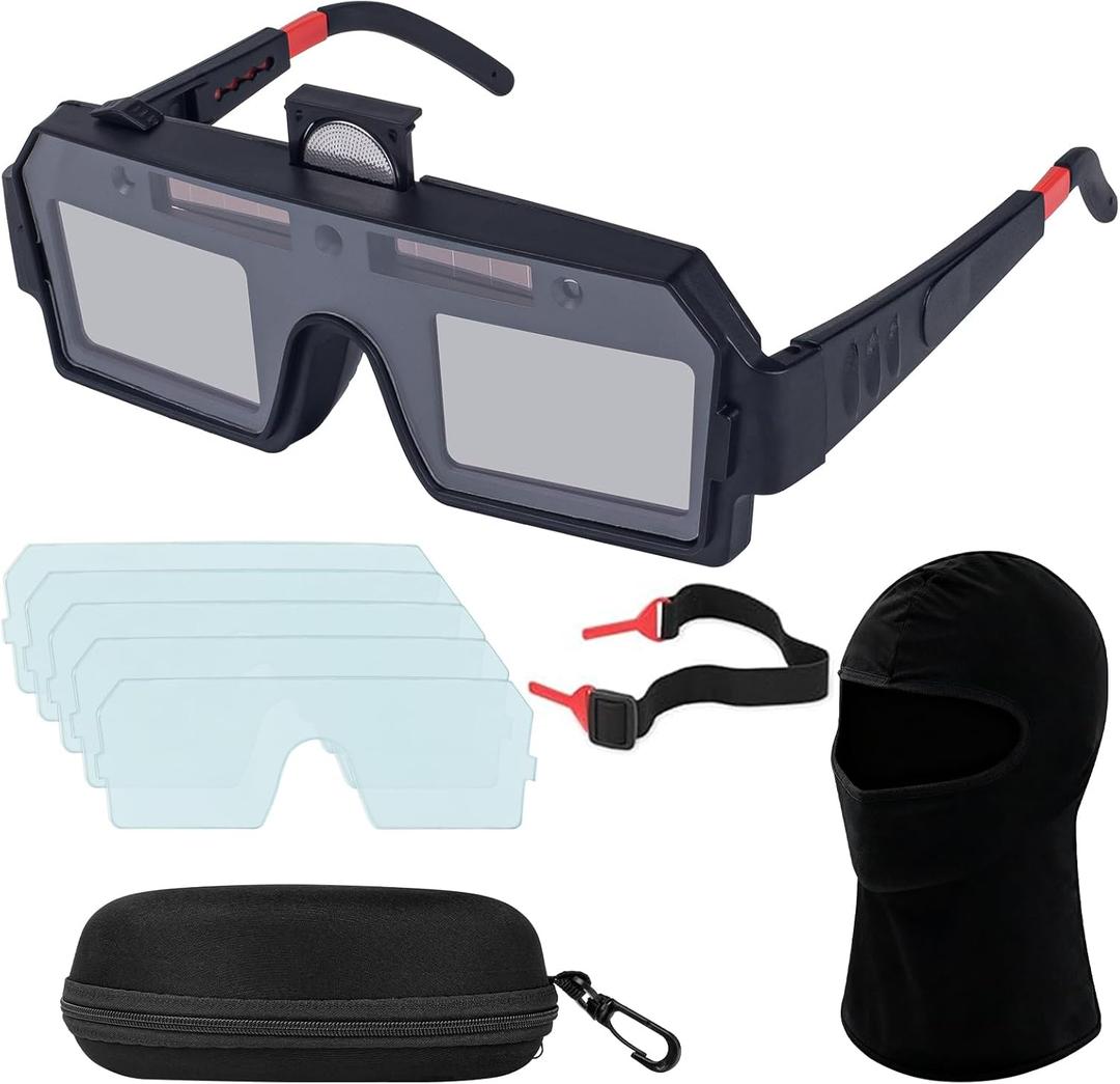Auto Darkening Welding Goggles, Eyes Protected, Solar Welding Goggles, Mask Helmet, True Color Anti-Glare Safety Welding Glasses with Storage Case Replacement Lenses