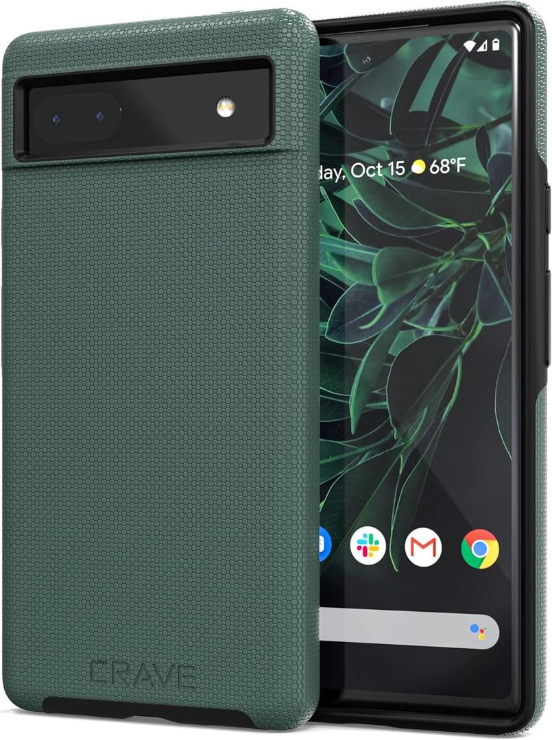 Crave for Google Pixel 6a Case, Shockproof Protection Dual Layer Case for Google Pixel 6a (6.1 inch) - Forest Green