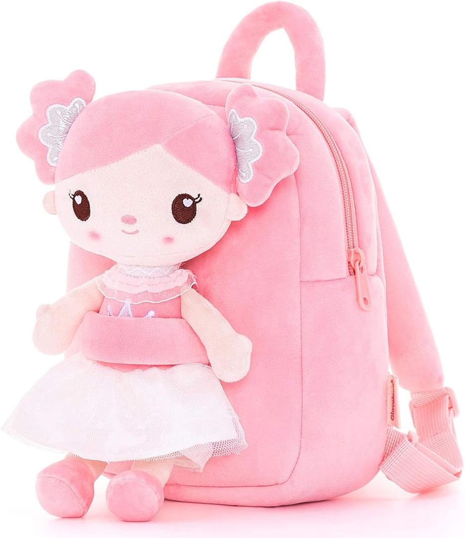 Gloveleya Toddler Backpack Kids Backpacks Rag Doll Girls Candy Doll Pink (9 inches)