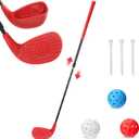 Realspring Backyard Golf Club Set Adjustable Golf Club for Backyard Game Plastic Chipping Clubs Plastic Balls Outdoor Indoor Training Practice Gift for Adults(Red,Right Hand)