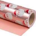WRAPAHOLIC Reversible Christmas Wrapping Paper - Mini Roll - 17 Inch x 33 Feet - Santa Claus Wrapping Paper and Solid Rose Gold Design with Metallic Foil Shine for Chrsitmas, Holiday, Party