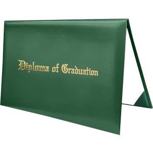 MyGradDay Imprinted Diploma Cover 8.5x11 Diploma Holder Graduation Certificate Cover Smooth Leather Letter Size Green