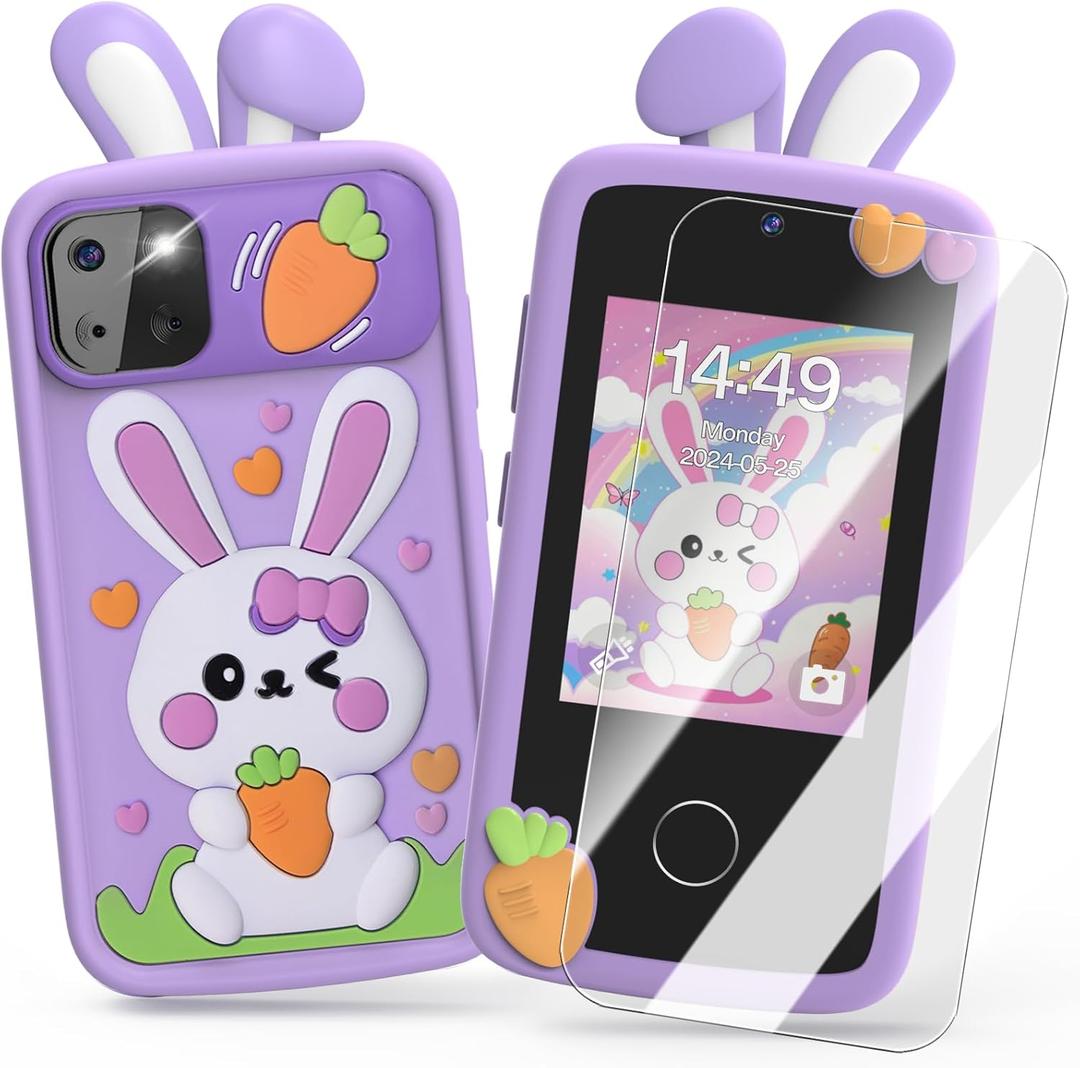 Luyiilo Kids Smart Phone Toys for Girls,Easter Gift for Kids Toys for 3-9 Girls Mini Smart Phone Toys with 2.8" Touchscreen 16 Learning Games Dual Camera Music Player, 8G SD Card
