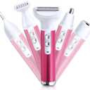 Electric Razor for Women Removal for Body Nose Hair Trimmer Face Shavers Eyebrow Legs Armpit Bikini Area Pubic Underarms Painless Rechargeable Portable 5 in 1 Women's Razors Set
