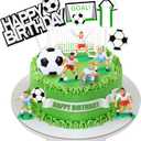 Soccer Ball Cake Topper Decorations For Theme Party, Football Player, Men, Boy, Birthday, Sport Supplies, 14 PCS