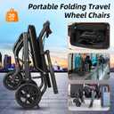 Lightweight Foldable Transport Wheelchair, Portable Travel Wheelchair with Handbrake for Adults & Seniors, Easy-Fold Design & Secure Locking Brakes Transfer Wheelchairs (Black)