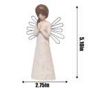 Hodao Praying Angel Figurine, 5.1in Hand-Painted Resin, Rustic Wood-Carved Look with Metal Wire Wings, Small Tabletop Decor for Home Indoor, Spiritual Figurines & Ornaments, Sympathy Gift