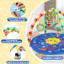 OKOOKO Baby Play Mat, Activity Baby Play Gym with Arch, Solor System Playmats & Floor Gyms, Alphabet Mat, Detachable Mirror, Thick Non Toxic Playmats
