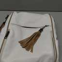 FADEON Leather Backpack Purse for Women Designer Travel Backpack Purses PU Fashion Ladies Shoulder Bag with Tassel White