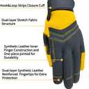 Thorn Proof&Puncture Resistant Gardening Gloves with Grip,Garden Glove for Women, Leather Yard Work Gifts (Medium, 2 Pairs Per Pack-yellow Work Gloves)