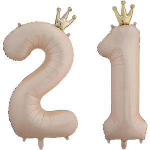 40 Inch Rose Gold Crown Number 21 Balloons, 21th Large Foil Helium Balloons, Gold 21th Celebration Decor Happy 21th Birthday Party,21th Birthday Party Decoration Wedding Anniversary Events Supplies