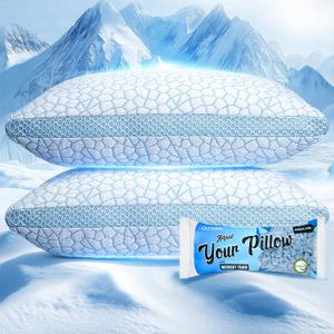 QUTOOL Double Sided Cooling Pillow for Hot Sleepers, Shredded Memory Foam Pillows King Size Set of 2, Adjustable Soft & Firm Gel Bed Pillow for Side, Back, Stomach Sleepers, King-20'*36'